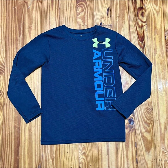 Under Armour Waffle Boy Size 7 Dark Grey All Season Gear Long Sleeve Spell Out - Picture 14 of 16